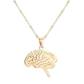 Collana con ciondolo a forma di cervello in acciaio inossidabile dorato con incisioni - Oro