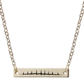 Vertical minimalist bar necklace with heartbeat engraving on polished stainless steel pendant - Heartbeat Design (nk1003 Champagne Gold)