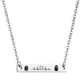 Engraved bar necklace in stainless steel with fingerprint and heartbeat design - Fingerprint and Heart (nk1008 Silver)