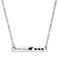 Silver bar necklace detail featuring Mama Bear engraving and small bear silhouettes - Mama Bear (nk1005 Silver)