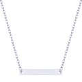 Minimalist silver stainless steel horizontal bar pendant necklace with cable chain for women - Silver (30*4)