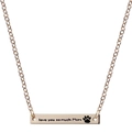 Rose gold stainless steel bar necklace with love you so much Mom engraving - Mom and Paw Print Design (nk1002 Rose Gold)