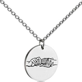 Detailed view of silver stainless steel pendant featuring a hand promise engraving - Pinky Promise