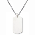 Polished silver stainless steel military dog tag pendant with adjustable box chain - Pendant with Chain / Steel