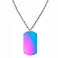 Titanium steel dog tag pendant with vibrant magenta and blue mirror gradient finish - Pendant with Chain / Colorful