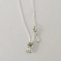 Collana vintage in argento sterling S925 con ciondolo rettangolare inciso LOVE - Collana Pendente Lettera LOVE (XL338) / Argento 925