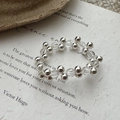 S925 sterling silver beaded ring with white crystal on vintage textured art paper - Beaded Woven Style (49JZ44)