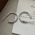 Orecchini a cerchio minimalisti in argento sterling S925 con texture lavica irregolare - Stile Cerchio Strutturato (EHJ087) / Argento 925