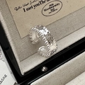 Anello regolabile minimalista in argento sterling S925 con texture martellata e perle - Aperto Regolabile / Stile Martellato Retrò (JZH105) / Argento