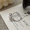 Minimalistischer S925 Sterling Silber Ring mit Doppelperlen-Design auf Kartenhintergrund - Einstellbar Offen / Doppelball-Stil (JZX119) / Silber