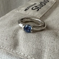 Anillo de plata esterlina S925 retro con textura irregular y circón azul - 14# / Azul