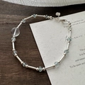 S925 sterling silver beaded bracelet with light blue aquamarine stones and lobster clasp - Aquamarine Crystal Style (23SL11) / 925 Silver