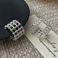 Boucles d'oreilles minimalistes en argent S925 avec design moderne en maille - Style Maille Argent (EHY105) / Argent 925