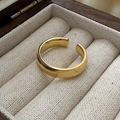 Minimalist S925 sterling silver adjustable golden ring with vertical grooved texture - Cat Eye Textured Open Ring (JZB173) / Gold