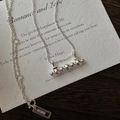 Minimalist S925 sterling silver necklace featuring a horizontal row of five polished beads - Minimalist Horizontal Bar Round Beads (XL284) / 925 Silver