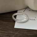 Handcrafted S925 sterling silver open ring with vertical brushed finish and vintage design - Adjustable Open / Silver Style B (JZA107)