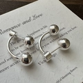 Minimalistische S925 Sterling Silber Kugel-Ohrringe mit modernem U-Hänge-Design - 925er Silber / Vintage Rundperle U-Form (EHK076)