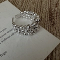 Three-layer faceted bead ring in vintage S925 sterling silver with adjustable open design - Adjustable Open / Three-layer Faceted Beaded Style (JZA108)