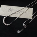 Minimalist S925 sterling silver snake chain necklace with cylindrical pendants on black - Cylindrical Bead Style (XL305) / 925 Silver