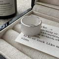 Vintage textured S925 sterling silver wide open ring showcased in a premium jewelry box - Adjustable Open / Woven Texture Wide Band Open Style (JZX116)