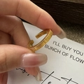 Handcrafted S925 sterling silver adjustable open ring with golden brushed texture finish - Adjustable Open / Gold Style B (JZA107)