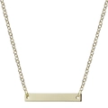 Minimalist gold bar necklace with polished rectangular pendant and thin link chain - Champagne Gold (30*4)