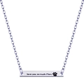 Silver stainless steel bar necklace with love you so much Mom engraving and paw print - Mom and Paw Print Design (nk1002 Silver)