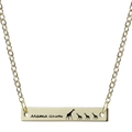 Gold bar necklace featuring Mama Giraffe text and family silhouette on thin chain - Mama Giraffe (nk1004 Champagne Gold)