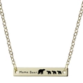 Minimalist gold bar necklace with Mama Bear engraving and four bear silhouettes - Mama Bear (nk1005 Champagne Gold)
