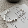 925 sterling silver bamboo joint chain bracelet with S-hook clasp and engraved logo tag - 925 Silver / Silver (SLS152)