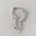 Pulsera minimalista de plata de ley S925 estilo bambú con cadena de extensión - Plata 925 / Estilo Plateado Brillante Diseño Bambú (SZP067)