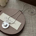 Collana minimalista in argento S925 con pendente rotondo opaco e catena a serpente - Argento 925 / Argento