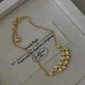 S925 Sterling Silver Gold Bracelet with Radiating Coin Discs and Heart Charm Detail - 925 Silver / Gold