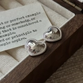 Orecchini a cuore in argento S925 lucido con bordo perlato in scatola portagioie retrò - Argento 925 / Argento (EHY135)