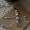 Collar de plata de ley S925 con cierre de palanca, cuentas y un colgante de corazón - Plata 925 / Cadena de Clavícula de Borla de Plata Fragmentada (26TL23)