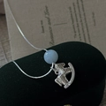 S925 sterling silver rocking horse necklace with light blue bead on velvet box - Rocking Horse Pendant (21TL54) / 925 Silver