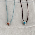 Retro S925 silver woven rope necklace with irregular pendants and colorful beads - 925 Silver / Brown