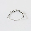 Minimalist silver curved bar bracelet with red zircon and adjustable grey cord - Vintage Branch Red Rhinestone String Bracelet (24SL11) / 925 Silver