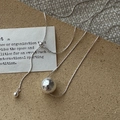 Minimalist S925 silver snake chain necklace with polished metal ball pendant - Minimalist Ball Pendant Style (XL297) / 925 Silver