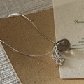 Collana S925 in argento sterling con pendente a goccia in cristallo grigio su lino - Stile Goccia d'Acqua Grigio Fumo (B款-23TL15) / Argento 925