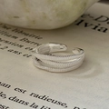 Anillo vintage de plata de ley S925 con textura tejida y diseño abierto de tres capas - Abierto Ajustable / Textura Trenzada Vintage(JZA139)