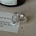 S925 Sterling Silber Vintage Ring mit rundem weißem Kristall in minimalistischem Design - Einstellbar Offen / Silber (JZF124)