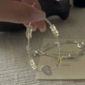 S925 sterling silver beaded bracelet with citrine and aquamarine in retro design - Light Yellow Beaded Style (B款-24SL24) / 925 Silver