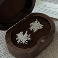 Retro S925 sterling silver fireworks earrings displayed in a premium wooden jewelry box - Firework Starburst Style (EHY140) / 925 Silver