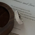 Minimalist S925 sterling silver open ring with brushed texture on a vintage gift box - Adjustable Open / Cross-line Style (JZG127)