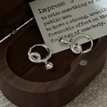S925 sterling silver hoop earrings with twisted knot and sphere drop in a gift box - Minimalist Twisted Silver Style (EHI082) / 925 Silver