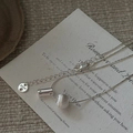 Minimalist S925 sterling silver necklace with brushed sphere and polished tube pendant - Brushed Ball and Cylinder Pendant Style(TLW121)