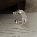 Minimalist S925 sterling silver woven open ring with vintage braided texture design - Adjustable Open / Braided Texture Style (JZF131)