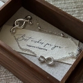S925 sterling silver infinity symbol bracelet with beads on a dark wood gift box - 925 Silver / Silver Infinity Symbol (SLS151)