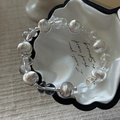 S925 silver beaded bracelet with clear crystal and cat eye stones in a shell box - Cat Eye Crystal Beaded Style (24SL33)